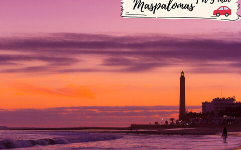 Maspalomas 1060: Horisont, Afterglow, Tårn, Skumring, Orange, Solnedgang, Solopgang, Hav, Strand