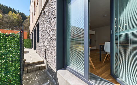 Chic Mountain Terrace Lounge: Kompositmateriale, Glas, Sidespor, Mursten, Dagslys, Altan, Home Dør