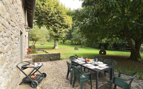 Villa Del Mulino: Plante, Bord, Træ, Udendørs Møbler, Udendørs Bord, Stol, Skygge, Græs, Blomsterkrukke, Træ