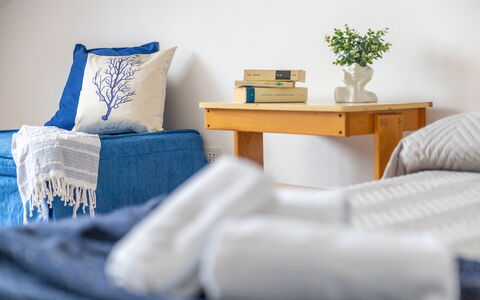 Conero Bluloft: Møbel, Indretning, Sengetøj, Træ, Textile, Soveværelse, Etage, Seng, Værelse, Belysning