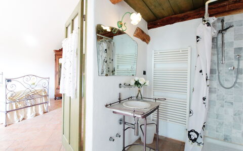 La Casa Dei Nonni, House With Private Pool, Torino: Tap, Ejendom, Spejl, Håndvask, Sanitærarmatur, Badeværelse, Indretning, Bygning, Etage, Træ