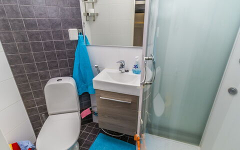Vuosselin Helmi B21: Sanitærarmatur, Badeværelse, Toiletbræt, Toilet, Håndvask, Gulvbelægning, Etage, Badeværelsesvask, Tap, Vvs