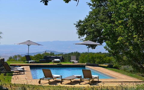 Villa Il Troscione: Svømmepøl, Liggestol, Udendørs Møbler, Skygge, Udvej, Have, Landscaping, Eco Hotel, Chaiselong, Paraply