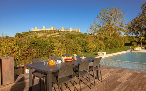 Le Torri, Borgo Campassini, Monteriggioni: Møbel, Bord, Udendørs Møbler, Stol, Udendørs Bord, Køkken & Spisebord, Have, Skygge, Backyard, Eco Hotel