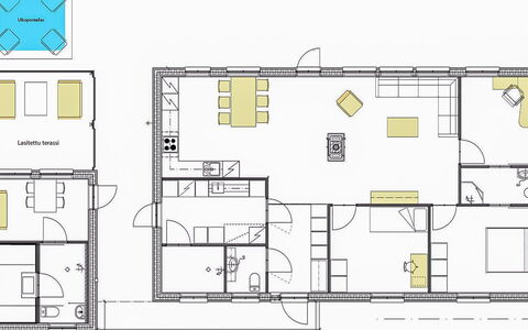 Villa Karhenhelmi: Møbel, Indretning, Gulvbelægning, Etage, Bord, Loft, Køkken & Spisebord, Belysning, Stol, Hjem