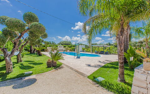 Trullo Poggio Con Piscina: Blå, Have, Skygge, Fritid, Landscaping, Tropics, Walkway, Eco Hotel