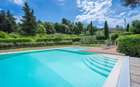 Casa Viola Pool, Wifi, Montaione: Blå, Svømmepøl, Kompositmateriale, Udvej, Have, Eco Hotel, Skygge, Landscaping, Water Feature, Flise