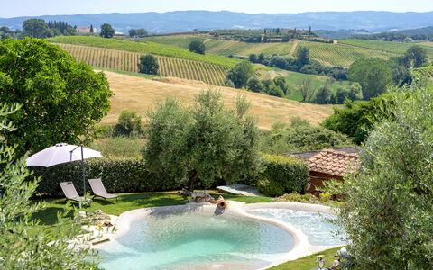 Villa Elsa di Bibbiano Pool, Sauna and View: Svømmepøl, Boligområde, Hus, Have, Udvej, Estate, Backyard, Udendørs Møbler, Eco Hotel, Hacienda