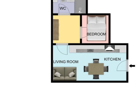 La Rondine Apartment: Soveværelse, Seng, Sengetøj, Design, Bed Frame