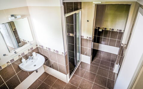 Cesky Krumlov 102: Gulvbelægning, Etage, Sanitærarmatur, Indretning, Loft, Vvs, Badeværelse, Tap, Badeværelsesvask, Håndvask