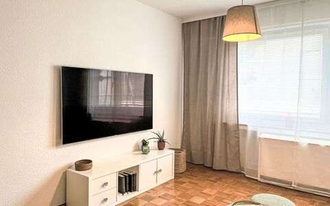 Apartment Magdalena: Møbel, Indretning, Gulvbelægning, Væg, Etage, Træ, Værelse, Stue, Belysning, Television