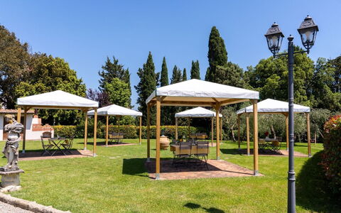 Tenuta i Mandorli, Pool, Wifi, Peccioli: Have, Skygge, Baldakin, Udendørs Struktur, Bunddække, Gazebo, Lawn, Landscaping, Gård, Pavilion