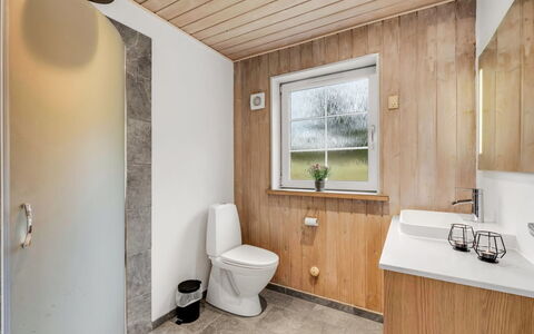 Thiodver - 850M from the Sea: Træ, Gulvbelægning, Sanitærarmatur, Etage, Indretning, Toilet, Badeværelse, Vvs, Loft, Toiletbræt