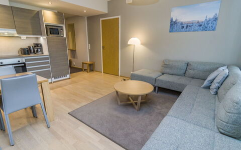 Ruka Ski Chalets Ii Huoneisto 2605: Møbel, Indretning, Gulvbelægning, Etage, Træ, Trægulve, Couch, Loft, Værelse, Stue