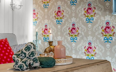 Kamilla - from the Sea: Indretning, Lyserød, Tapet, Maling, Stue, Floral Design, Wall Sticker