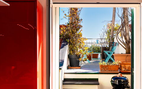 Terrazza con Glicine: Blomsterkrukke, Stueplante, Bejdse, Altan, Hårdttræ, Stol, Eco Hotel, Klarlak, Home Dør, Trægulve