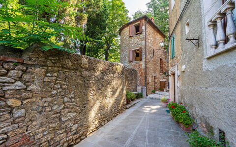 Torre di Serre: Væg, Mursten, Gyde, Murværk, Stenmur, Flise, Cobblestone, Walkway, Blomsterkrukke, Indkørsel