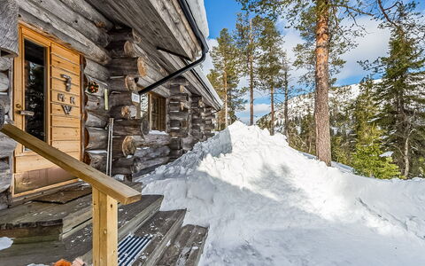 Rukan Kelohuvila: Træ, Vinter, Sne, Fryser, Sommerhus, Hældning, Lærk, Bjælkehytte, Sidespor