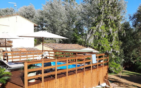 Podere la Botte, Pool, Lari: Træ, Bejdse, Skygge, Hårdttræ, Udendørs Struktur, Udvej, Svømmepøl, Backyard, Tømmer, Hegn