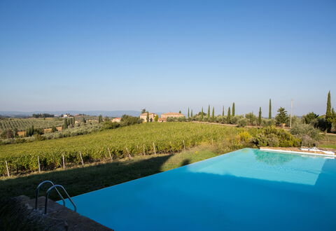Podere Sangiovese, Pool and View in Chianti: Blå, Svømmepøl, Udvej, Hacienda, Villa, Hotel, Eco Hotel, Ferieby