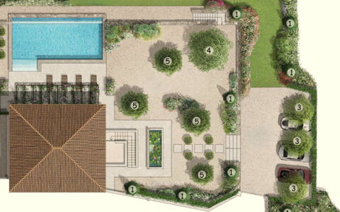 Villa Elisa: Have, Landscaping, Backyard, Design, Gård, Gårdsplads, Gårdhave, Udendørs Struktur, Flise, Mansion