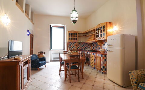 Cariddi Dimora Otranto: Indretning, Gulvbelægning, Møbel, Etage, Loft, Køkken, Værelse, Countertop, Cabinetry, Lejlighed