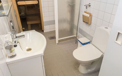 Point Vale 2 As 2: Toiletbræt, Badeværelse, Sanitærarmatur, Toilet, Badeværelsesvask, Håndvask, Etage, Gulvbelægning, Tap, Indretning