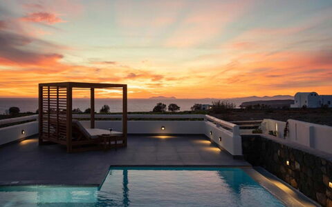 Golden Sunset Villa: Skumring, Svømmepøl, Afterglow, Solnedgang, Udvej, Solopgang, Aften, Udendørs Møbler, Red Sky At Morning, Eco Hotel