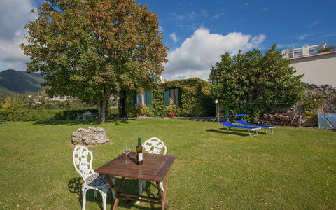 Casa Ravello with Garden: Busk, Have, Lawn, Landscaping, Gård, Udendørs Møbler, Backyard, Skygge, Parkere, Stuehus