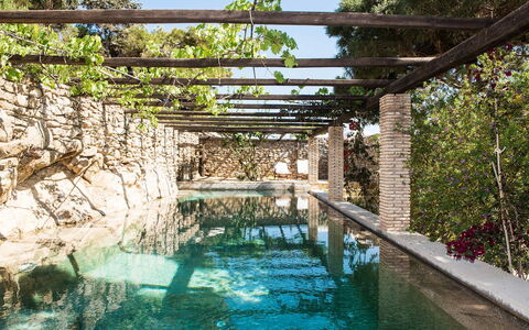 Villa Oasis: Naturmateriale, Water Feature, Stenmur, Svømmepøl, Pergola