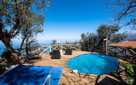 Villa Pandora: Blå, Svømmepøl, Udendørs Møbler, Udvej, Skygge, Eco Hotel, Stol, Ferieby, Gelænder, Hotel
