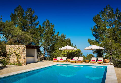 Villa Carlos: Blå, Svømmepøl, Udvej, Skygge, Eco Hotel, Landscaping, Villa, Udendørs Møbler, Stuehus