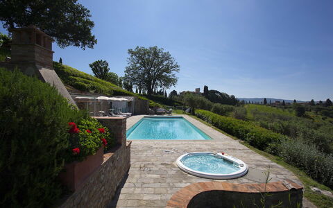 Villa Chianti: Svømmepøl, Landskab, Have, Landscaping, Estate, Water Feature, Backyard, Gård, Flise, Hacienda