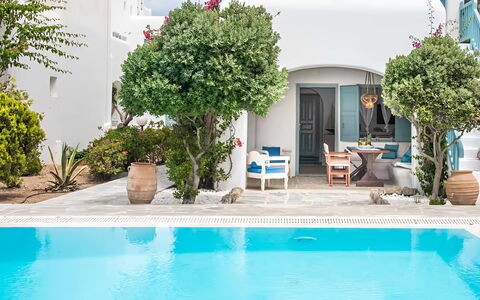 Mykonos Pool House 5: Svømmepøl, Blomsterkrukke, Udvej, Stueplante, Udendørs Møbler, Estate, Eco Hotel, Landscaping, Gårdsplads, Stol