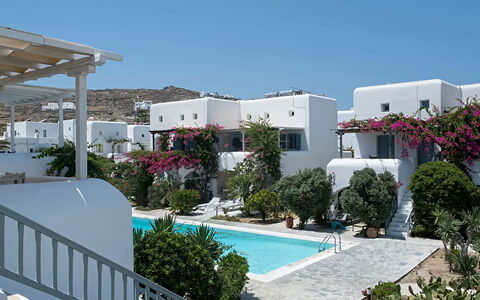 Mikonos Pool House 6: Svømmepøl, Udvej, Landscaping, Gårdsplads, Altan, Eco Hotel, Stueplante, Hotel, Blomsterkrukke