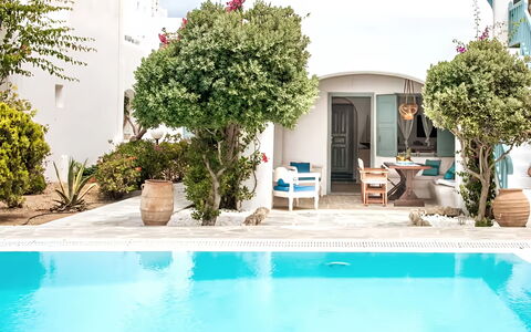 Mikonos Pool House 6: Svømmepøl, Blomsterkrukke, Udvej, Udendørs Møbler, Fritid, Stueplante, Estate, Stol, Eco Hotel, Ferie