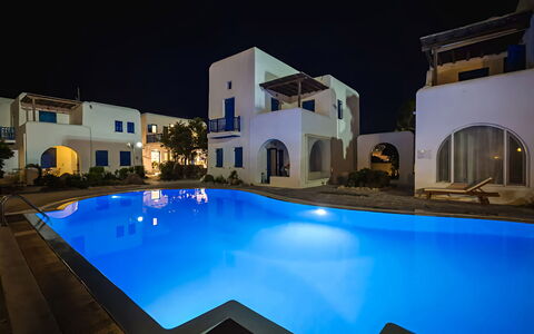 Mykonos Pool House 9: Blå, Svømmepøl, Udvej, Udendørs Møbler, Liggestol, Hotel, Estate, Eco Hotel, Villa, Ferieby
