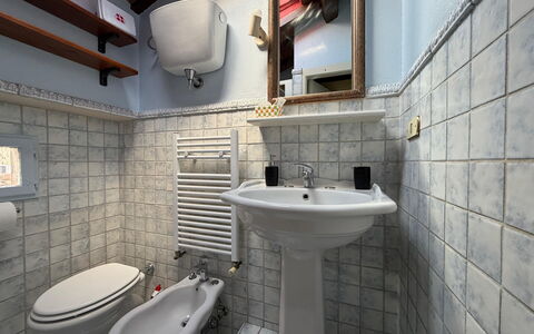 Terrazzino Margherita: Væg, Sanitærarmatur, Toiletbræt, Håndvask, Tap, Badeværelse, Vvs, Toilet, Badeværelsesvask, Flise
