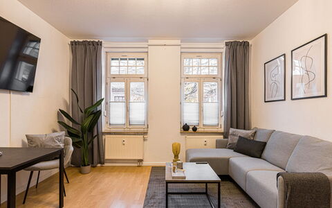 Scandinavian Business Apartment: Møbel, Indretning, Gulvbelægning, Couch, Etage, Træ, Stue, Værelse, Trægulve, Lejlighed