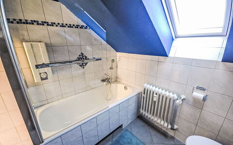 Reitstallweg: Sanitærarmatur, Badekar, Vvs, Badeværelse, Flise, Tap, Dagslys, Aluminium, Bruser