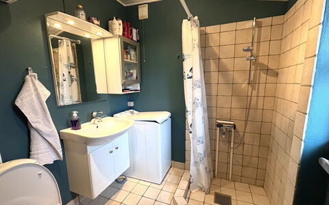 Swea - 2.5Km from the Sea: Sanitærarmatur, Badeværelse, Toilet, Etage, Gulvbelægning, Badeværelsesvask, Håndvask, Vvs, Indretning, Toiletbræt
