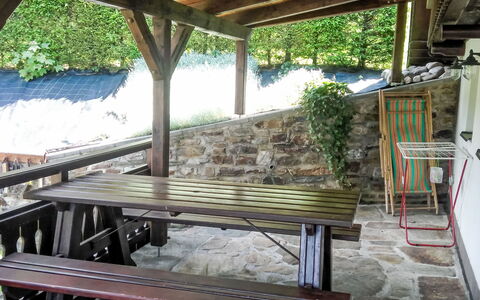 Rustic Lodge: Møbel, Træ, Udendørs Møbler, Bord, Udendørs Bord, Stol, Hårdttræ, Bejdse, Udendørs Struktur, Veranda