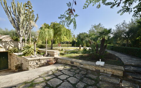 Villa Lina: Træ, Vegetationen, Busk, Have, Flise, Walkway, Vedplante, Landscaping, Skygge, Botanisk Have