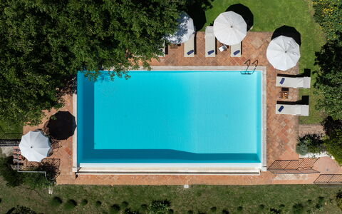 Villa Santa Barbara: Svømmepøl, Blå, Vand, Udendørs Møbler, Udvej, Thermae, Kompositmateriale, Liggestol, Eco Hotel, Fritid