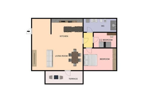 Suite Pineta: Stue, Soveværelse, Seng