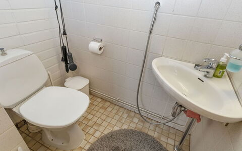 Teerenpesue D 27: Toiletbræt, Badeværelse, Toilet, Sanitærarmatur, Badeværelsesvask, Håndvask, Gulvbelægning, Etage, Vvs, Tap