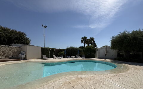Villa Monaco: Svømmepøl, Kompositmateriale, Udvej, Skygge, Water Feature, Beton, Landscaping, Udendørs Møbler, Hotel