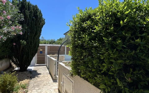 Volme: Busk, Have, Skygge, Walkway, Landscaping, Beton, Hæk, Fortov, Indkørsel, Flise