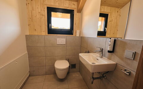 02 Nth055 18F Sup Chalet mit Sauna und Hot Tub 2 e: Træ, Gulvbelægning, Etage, Sanitærarmatur, Badeværelse, Vvs, Håndvask, Badeværelsesvask, Toilet, Bejdse