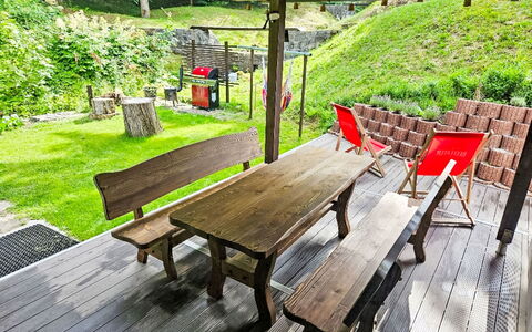 Sára: Møbel, Træ, Udendørs Møbler, Bord, Udendørs Bord, Have, Bænk, Hårdttræ, Bejdse, Udendørs Bench